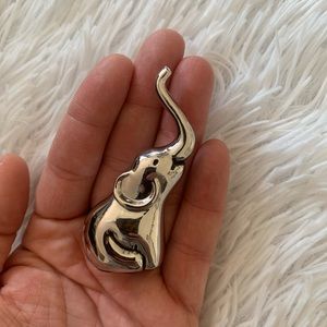 Solid metal silver elephant